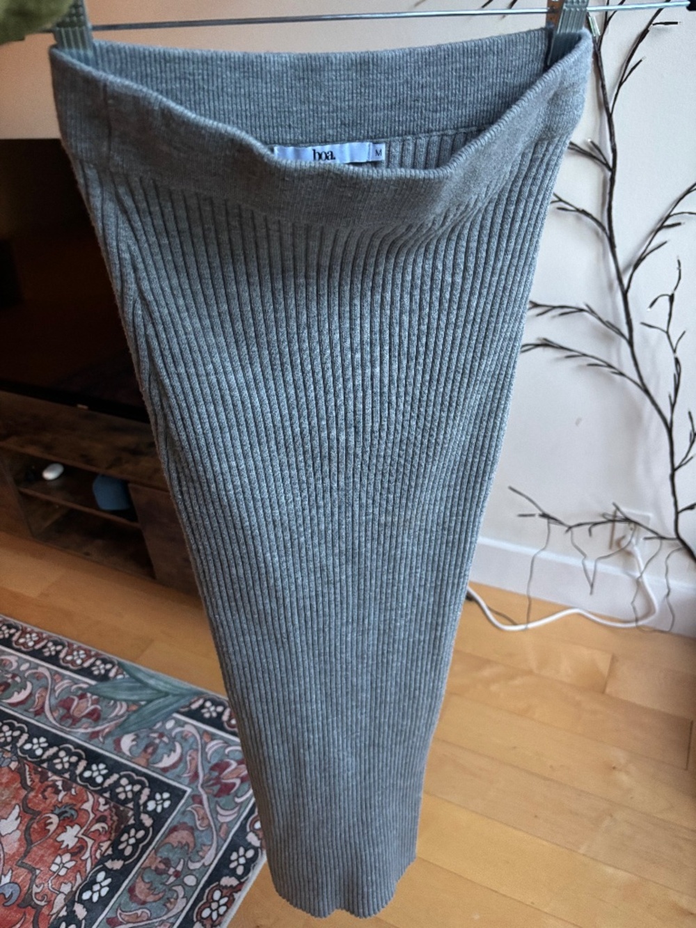 Boa Knit Midi Skirt - Charcoal - Size M